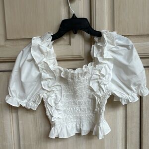 Cropped cotton poplin blouse